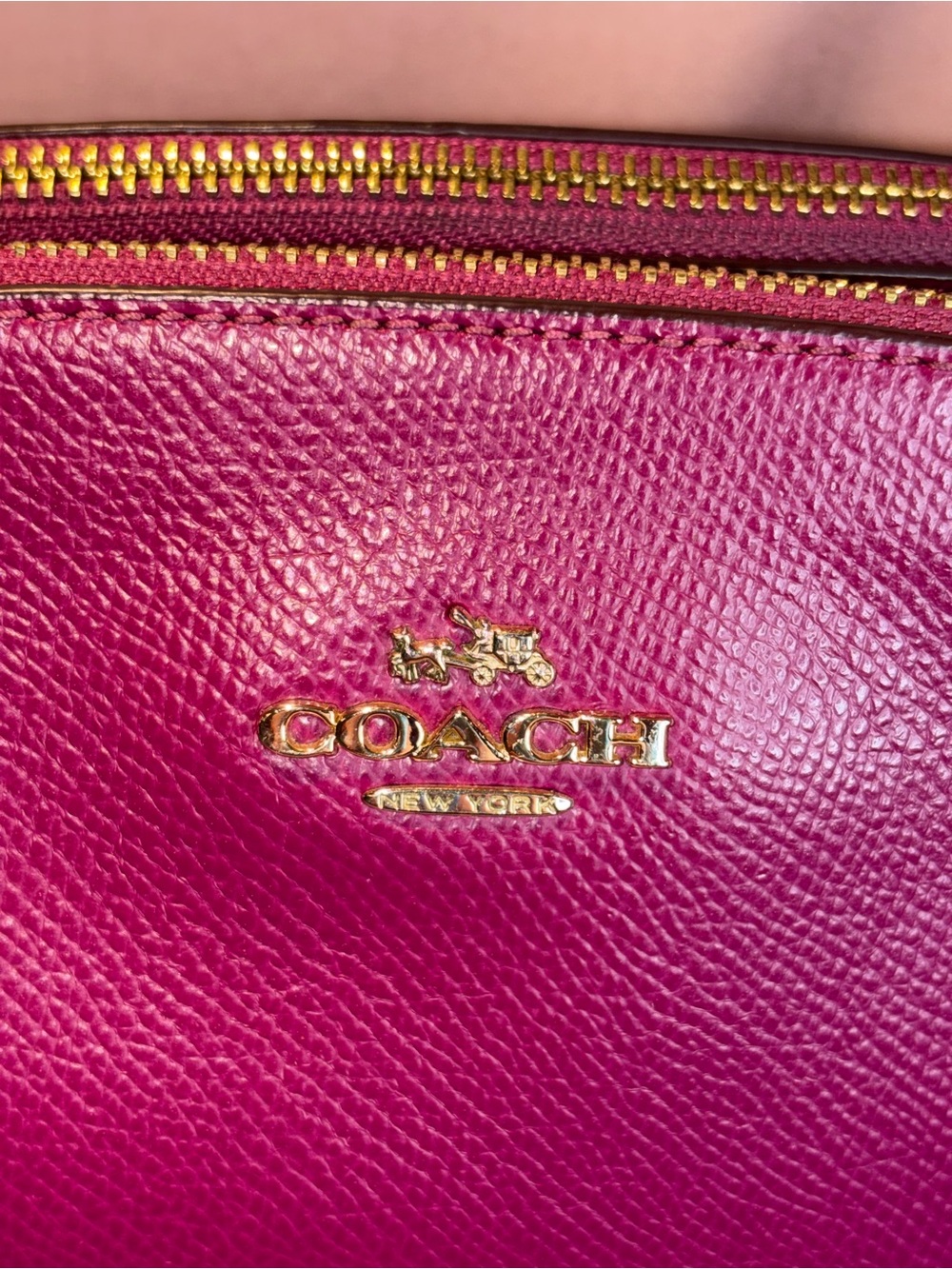 Coach Christie Mini Carryall Crossbody Satchel | Magenta Crossgrain Leather - Picture 3 of 8